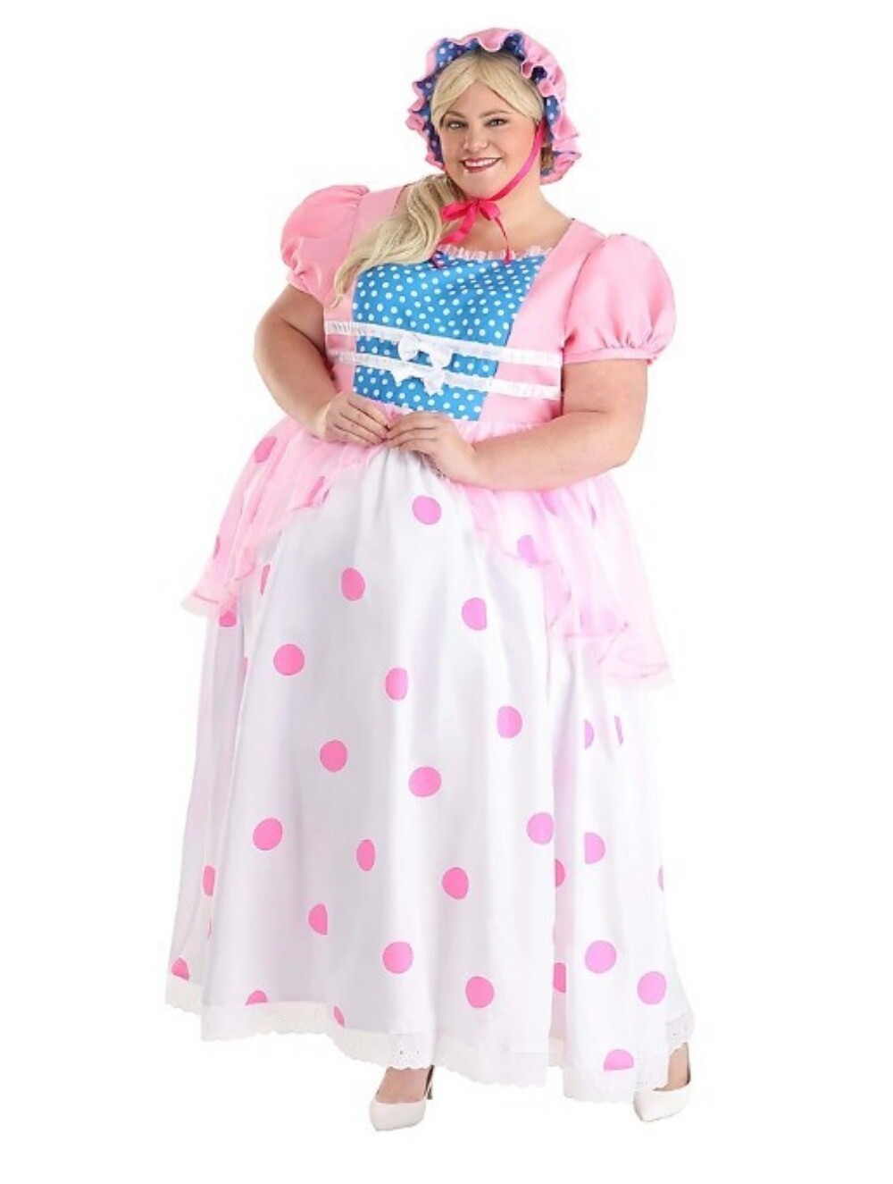 Adult Bo Peep Dress & Bonnet Costume.